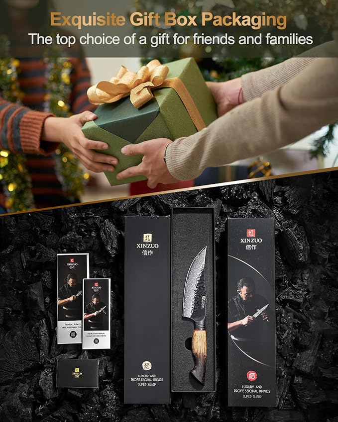 XINZUO 5.9 Inch Viking Knife With Ergonomic Wood Handle,Hand Forged High Carbon Steel Boning Knives For Kitchen Meat Cutting