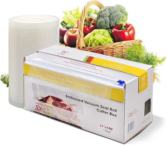Vacuum Sealer Roll (11” x 150’) Keeper with Cutter - Premium Seal Bags for Food Saver, Ideal for Meal Prep, Sous Vide, and Storage, Vesta Precision