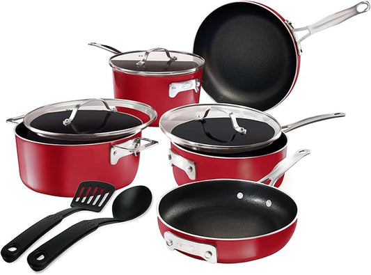 Gotham Steel 10 Piece Pots and Pans Set Non Stick Cookware Set, Kitchen Cookware Sets, Pot and Pan Set, Pot Set, Non Toxic Cookware Set, Frying Pan Set, Dishwasher Safe