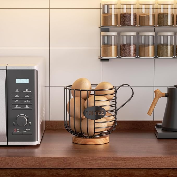 Coffee Pod Holder - Large-Capacity Metal Pod Holder, Accommodates Over 40 Espresso Capsules. Coffee Organizer, Suitable for Coffee Shops, Living Rooms, Kitchens, Bars, and Mor