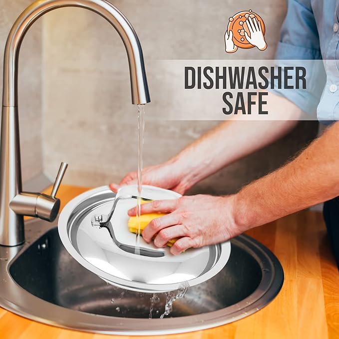 Nutrichef Stainless Steel Saucepan Lid - Sturdy and Durable Stain-Resistant 3 Quart Kitchen Cookware Saucepot Lid w/ Handle - Works w/ Kitchenware Pots & Pans Set Model NCSSX45