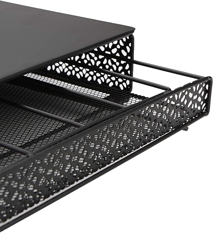 Mind Reader Single Serve Coffee Pod Drawer, 36 Pod Capacity, Countertop Organizer, Metal, 12.75" L x 13" W x 3" H, Black