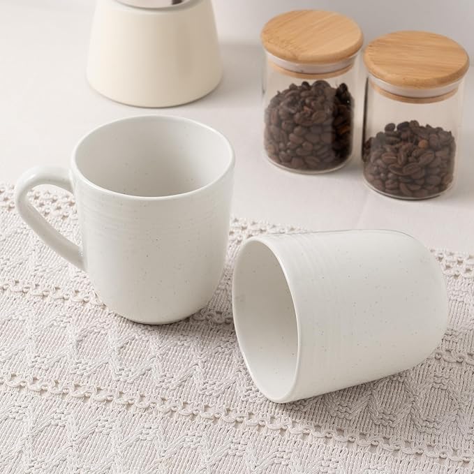 famiware Coffee Mugs, 14 oz Coffee Mugs Set of 4, Coffee Cups Ceramic with Handle for Latte, Mocha, Cocoa, Tea, Twilight Series, White