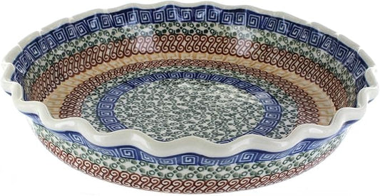 Blue Rose Polish Pottery - Brown Athena Pie Plate - 10" Diameter - Ceramic Baking Dish, For Pies, Quiches & Desserts