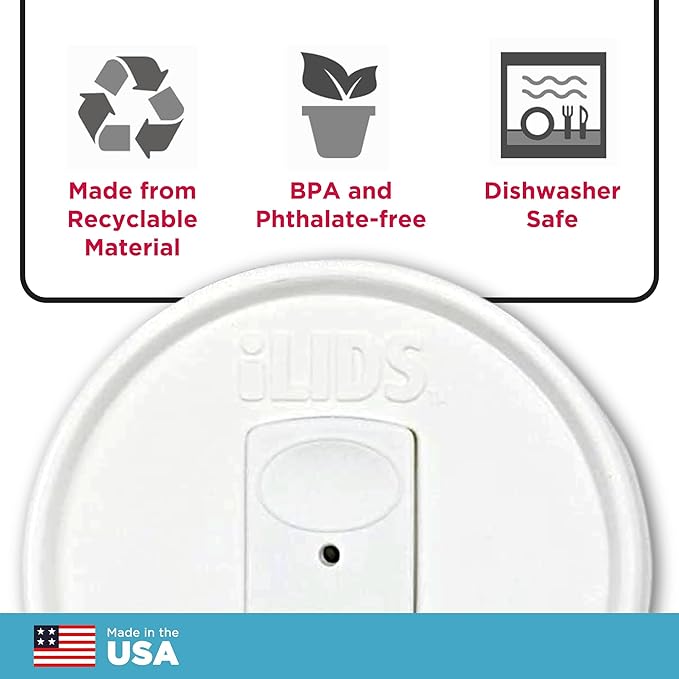 Mason Jar Drink Lid, Regular Mouth, White, Pack of 2