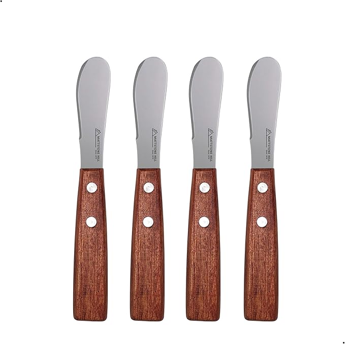 Mini Spreading Knife Set - MATTSTONE HILL Butter Knife Set, Stainless Steel Multi-purpose Spreading Knives, Cream Cheese Knives - Rosewood Handle