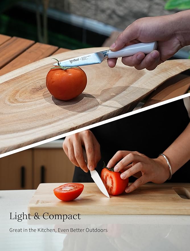 3.5 Inch Paring Knife – German Stainless Steel, Ergonomic Ivory White Handle, Minimalist Small Kitchen Knife for Peeling & Cutting, Ideal Gift for Chefs, Cooks