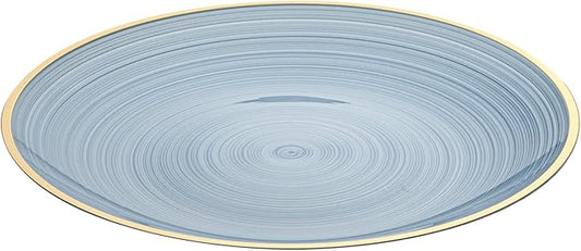 Restaurantware Plastic Plates 20 Pcs 7.25" Gold Rimmed Disposable Plates Heavy-Duty Blue Translucent Rippled Plastic Dinner Servers for Party, Weddings, Salads, Desserts, and Appetizers