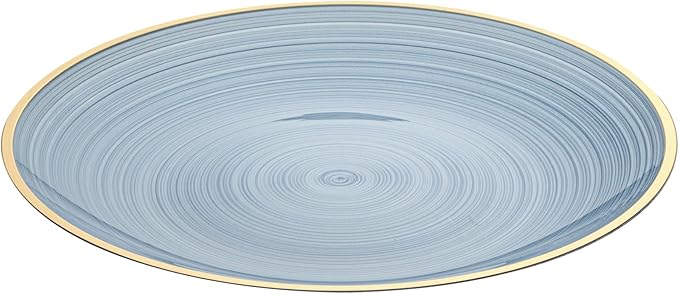 Restaurantware Plastic Plates 100 Pcs 7.25" Gold Rimmed Disposable Plates Heavy-Duty Blue Translucent Rippled Plastic Dinner Servers for Party, Weddings, Salads, Desserts, and Appetizers