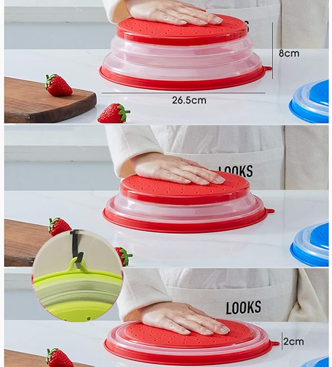 WENWELL Microwave Splatter Cover for Food,Micowave Cooking Splash Guard,Kitchen dish bowl Plate Proof lid,Dishwasher-Safe,BPA-Free Silicone & Plastic,10.5 Inchs 2 pcs