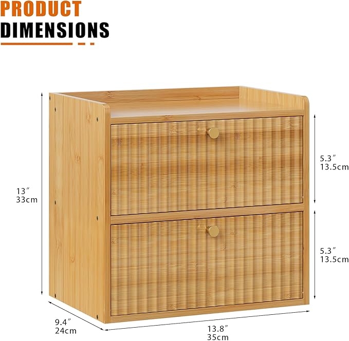 Rustic Bread Box for Kitchen Countertop Bamboo Bread Storage Container Bin Double Layer BreadBox Farmhouse Large Capacity Food Organizer (Natural Bamboo)