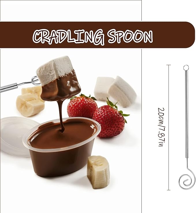 7 Pieces Candy Dipping Tools Chocolate Dipping Fork Spoons Set, Stainless Steel Candy Making Supplies for Decorative Plates, Including 1 pcs Slotted Spoon and 6 pcs Fondue Forks