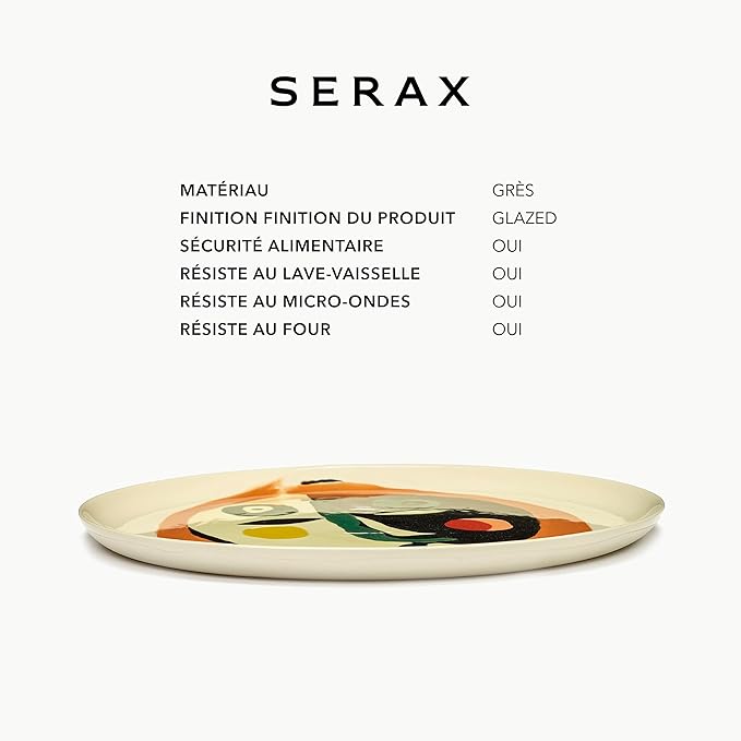 White Serving Plate with Face | Feast tableware by Ottolenghi | Serving Tray Dish Set for 1 | Stoneware Microwave Safe Plates | Dinnerware Sets for Home, Party