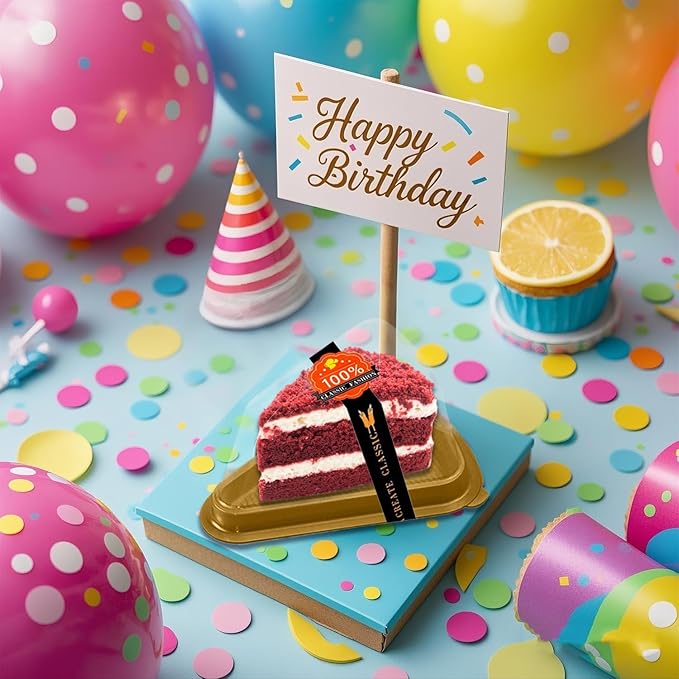 Cake Slice Container, 50 Pack Clear Plastic Cake Containers Cheesecake Container Pie Slice Box, Individual Pie Slice Box Disposable Cheesecake Containers For Pies Snack Dessert (Gold)