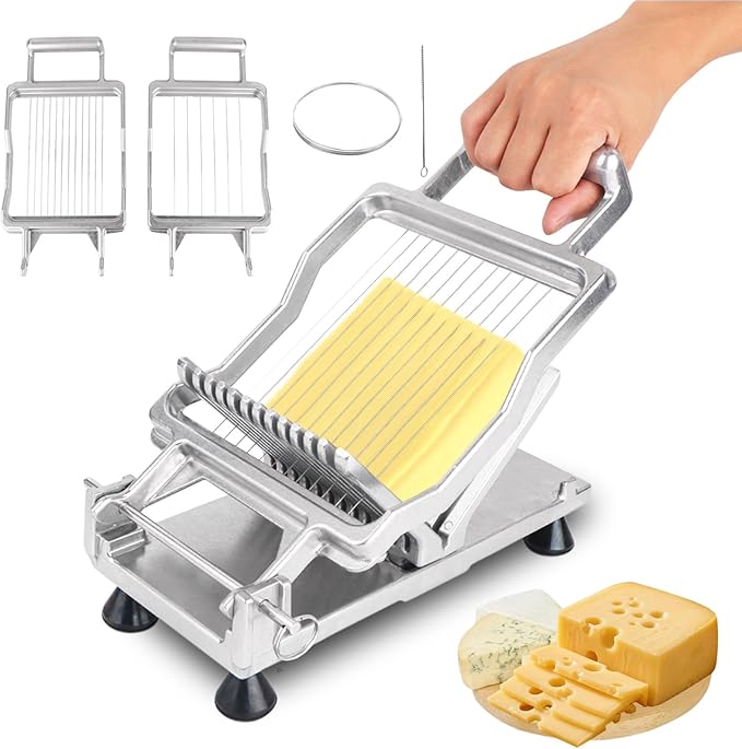Commercial Cheese Slicer With Wire1 cm & 2 cm Cheese Cutter Butter Cutting Board Machine Aluminum Alloy Commercial Cheese Slicer with 316 Stainless Steel Wire Kitchen Cooking Baking Tool