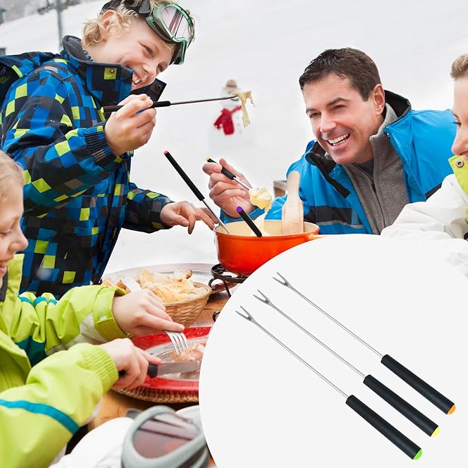 6 Pcs Fondue Forks With Handle,Fruit Fork Set,Color Fondue Sticks Set For Grill Cake Chocolate Meat Fruits Cheese Fountain Roast Marshmallows Dessert