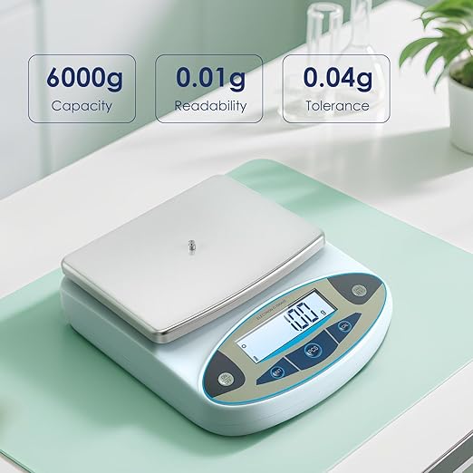 Antstone lab Scale 6000g x 0.01g Digital Gram Scale 0.01g Accuracy High Precision Scientific Analytical Balance for Laboratory, Jewelry Weighing (6000g, 0.01g)