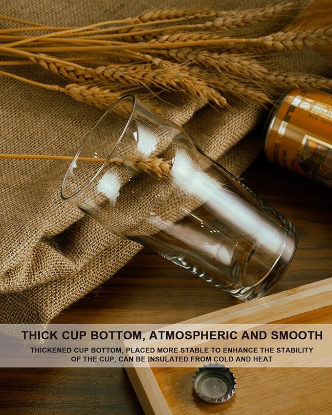 Pint Glasses,20oz British Beer Glass,Classics Craft Beer Glasses,Premium Beer Glass Tumbler Set of 4, Unique Design Beer Glasses Easy Stacking in The Cupboard