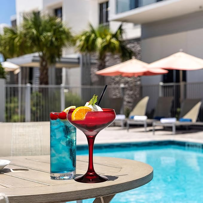 24 Pieces Crystal Martini Glasses Champagne Flute,Coupe Bowl Stemmed Cocktail Glasses,Set Of 24 Elegant Red Goblets Colored Drinking Cups Champagne Wine Glasses for Parties Cocktail Margarita,Juice