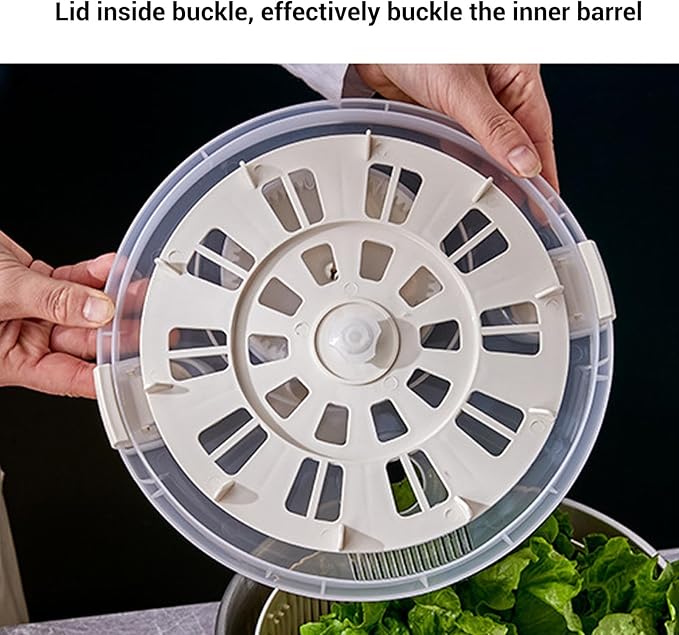 Stainless Steel Salad Spinner 5L, Multifunctional Vegetable Dryer with with Lid Drain Bowl Colander for Home Kitchen