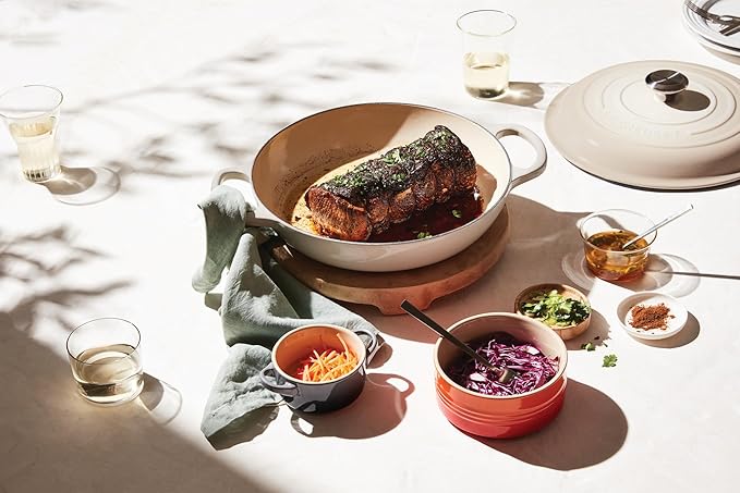 Le Creuset Enameled Cast Iron Signature Braiser, 1.5 qt., White Signature Stainless Knob