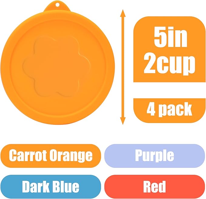 2 Cup Silicone Replacement Lids Storage Cover for Pyrex 7200-PC and Anchor Hocking Glass Bowls (Container not Included) 4 Pack Microwave, Dishwasher and Freezer Safe