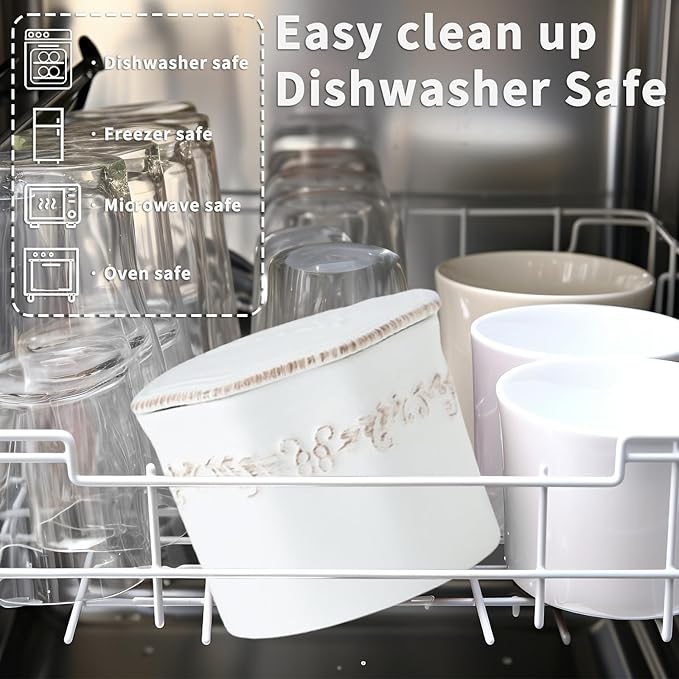 Butter Crock, French Butter Dish with Lid for Countertop,Ceramic French Butter Dish,White