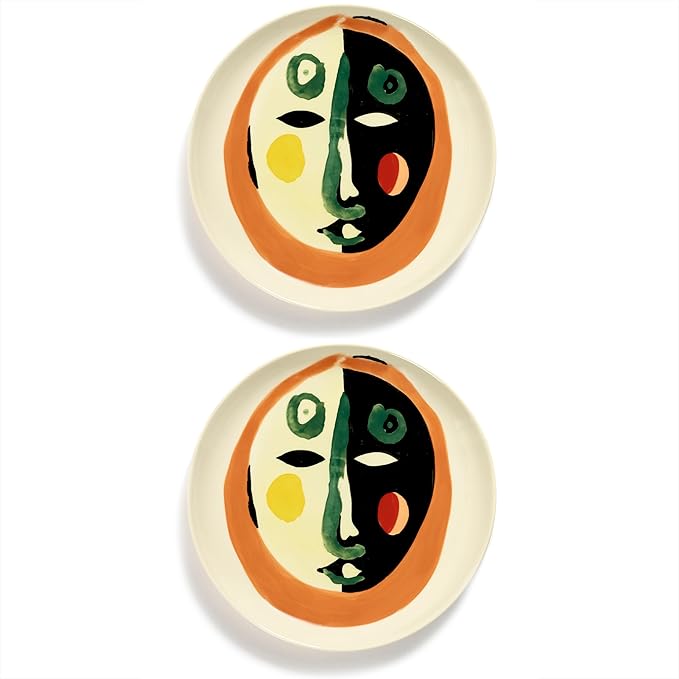 Appetizer Plate | Feast tableware by Ottolenghi | 2 Starter Plates | Stoneware Dinnerware Set in mixed color | luxury Dishware Set for Dinner at Home, Party | Kitchen Sets