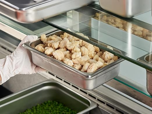 CURTA 6 Pack Anti-Jam Hotel Pans, 1/4 Size 2 1/2 Inch Deep, NSF Commercial 18/8 Stainless Steel Chafing Steam Table Pan, Catering Storage Metal Food Pan