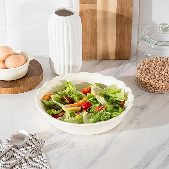 Sweejar Ceramic Pie Pan for Baking, 10 Inches Round Baking Dish for Dinner, Non-Stick Pie Plate with Soft Wave Edge for Apple Pie, Pumpkin Pie, Pot Pies (Beige)