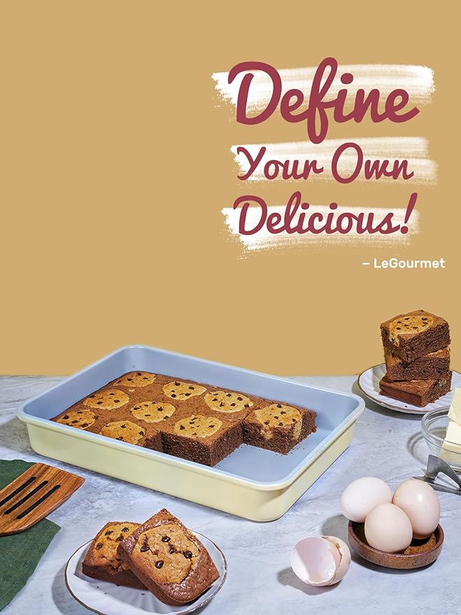 LeGourmet Nonstick Rectangle Baking Pan 9x13 Inch, Ceramic Coating, Non-Toxic, Rust Resistant Aluminized Steel, Perfect Baking Dish for Brownie Cake, Roasting, Lasagna - Rosemary