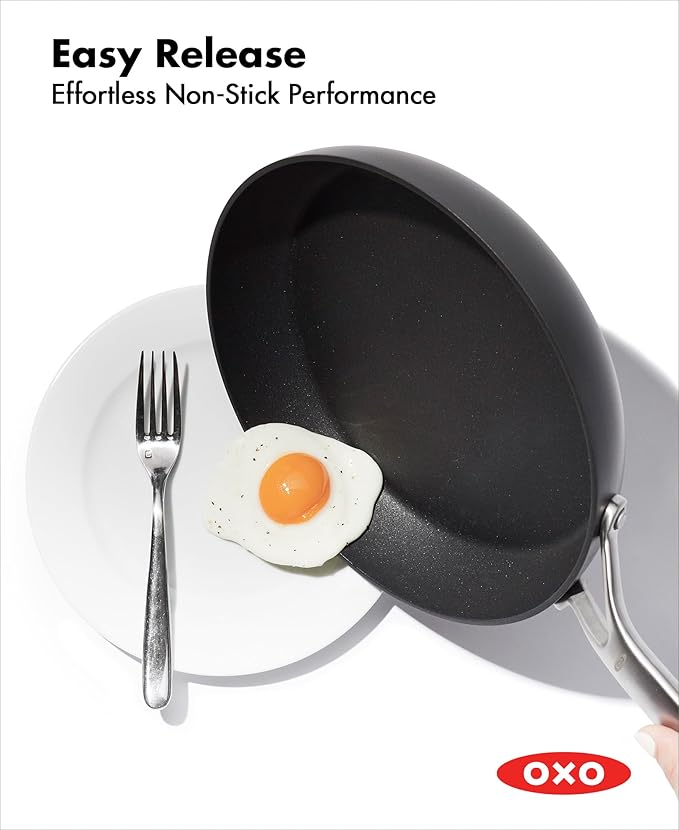 OXO Professional 10 Piece Cookware Pots and Pans Set, Hard Anodized Ceramic Nonstick PFAS-Free,Stainless Steel Handles,Induction,Skillets,Saute,Diamond Reinforced Coating,Dishwasher & Oven Safe,Black