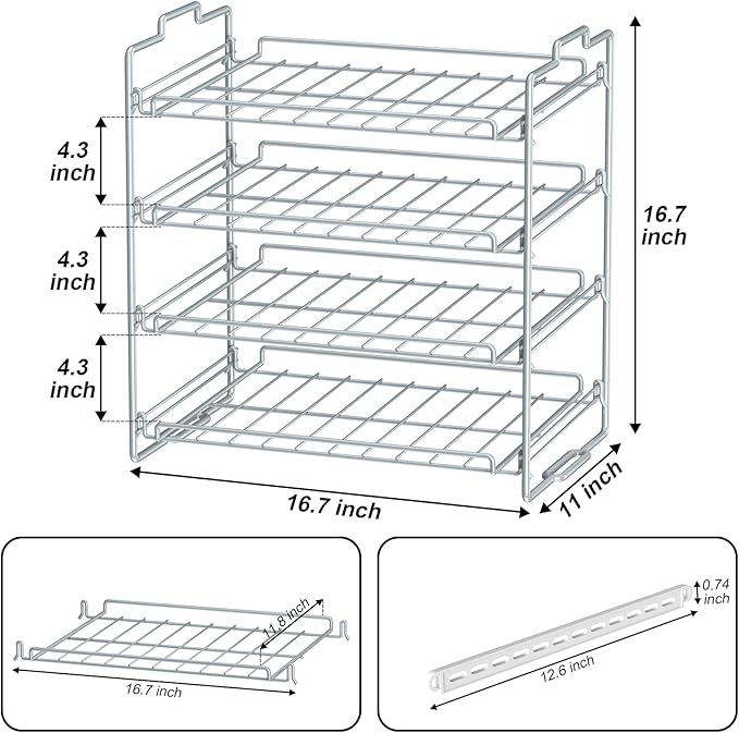 4 Tiers Stackable Can Rack Organizer, Wear-resistant Upgrade Beverage Food Can Dispenser Holder Holds up to 48 Cans for Kitchen Cabinet and Pantry (White)