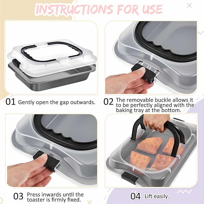 2 Pcs Cake Baking Pan with Lid and Handle, 9 x 13 Inch Non-stick Rectangle Sheet Cake Pan Carrier for Brownie Roasting Cooking Baking (Black Gray)