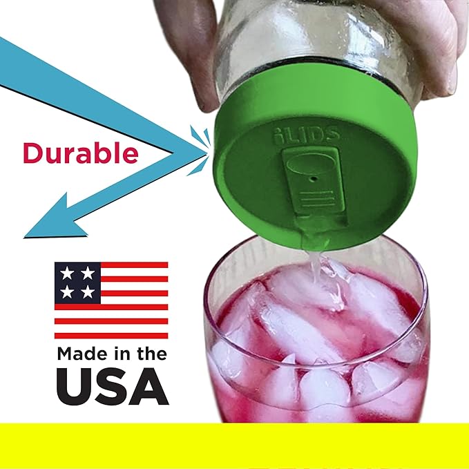 Mason Jar Drink Lid, Regular Mouth, Grass Green, Pack of 2