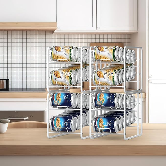 4 Pack Soda Can Organizer Storage Rack for 12oz Standard Soda Can, Stackable Beverage Storage Organizer Holder for Refrigerator, Stacking Drink Organizer Can Dispensers for Pantry, Fridge, Cabinet
