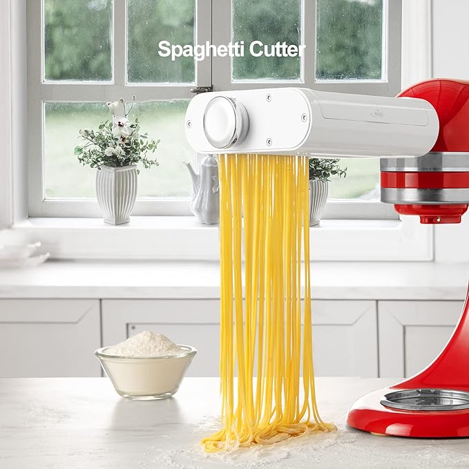 ANTREE 3-1 Pasta Maker Attachment for KitchenAid includes Pasta Sheet Roller attachment & Spaghetti Cutter & Fettuccine Cutter attachment, Easy to use and clean with Pasta Drying Rack & Cleaning Brush