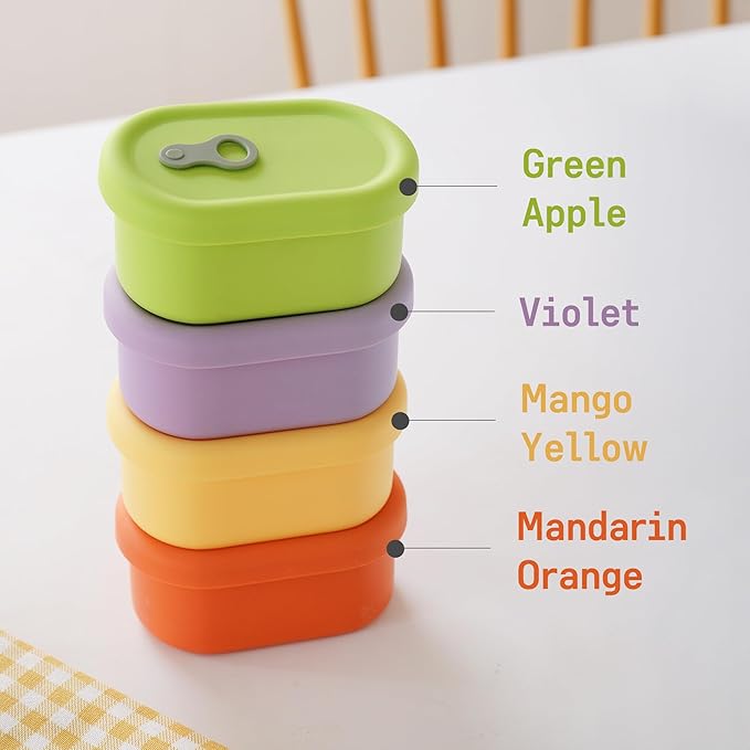 Premium Korean-Made Silicone Airtight Food Container with Steam Vent – BPA Free, Leakproof, Microwave & Freezer Safe Meal Prep. & Leftovers Storage (Mandarin Orange, 200ML)