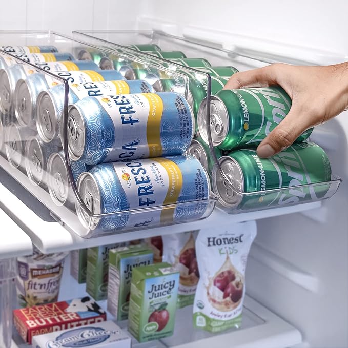 Sorbus Can Dispenser for Refrigerator - 12 Can Fridge organizer Rotation System Rack - Clear Soda Can Organizer for Refrigerator, Freezer & Pantry - Great for Kitchen Organization & Storage (2-Pack)