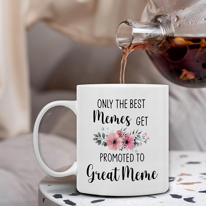 QASHWEY Great Meme Gifts Mug, Great Grandma Gifts, Great Meme to Be Gift Coffee Mug, Pregnancy Announcement Gift for Memes New Great Grandma GreatMeme, Promoted to GreatMeme CoffeeCup Ceramic 11oz
