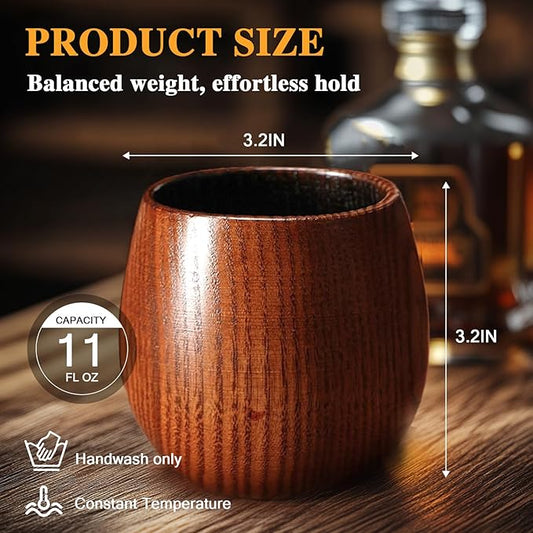 Charred Wooden Bourbon Drinking Glass- Bourbon Gifts for Men, Handcrafted Whiskey Glasses, Wooden Old Fashioned Glass,Unique Whiskey Gifts for Men, Dad, Husband or Bourbon Lovers (1 Pack)