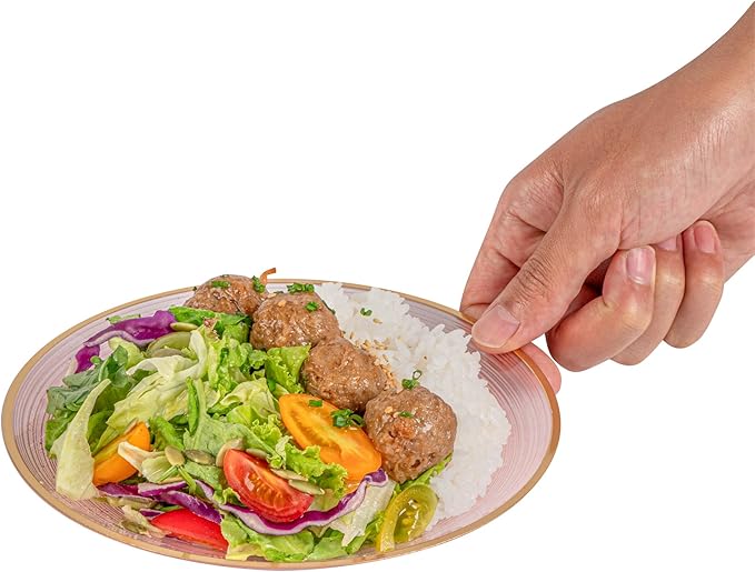 Restaurantware Plastic Plates 20 Pcs 7.25" Gold Rimmed Disposable Plates Heavy-Duty Pink Translucent Rippled Plastic Dinner Servers for Party, Weddings, Salads, Desserts, and Appetizers