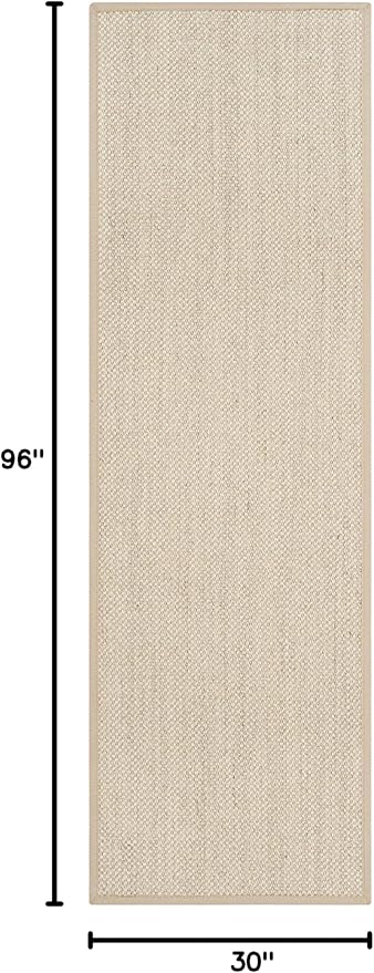 SAFAVIEH Natural Fiber Collection Runner Rug - 2'6" x 8', Marble & Linen Color, Sisal, Woven Design with Border (NF143B)