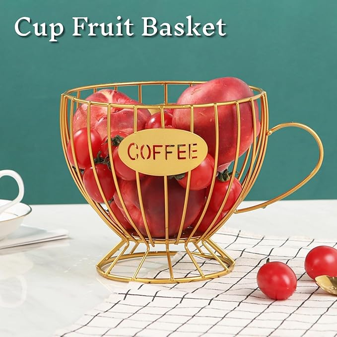 Metal Coffee Pod Holder Wire Coffee Pods Storage Basket Espresso Capsule Storage for Home Kitchen Cafe Hotel (Gold cup)