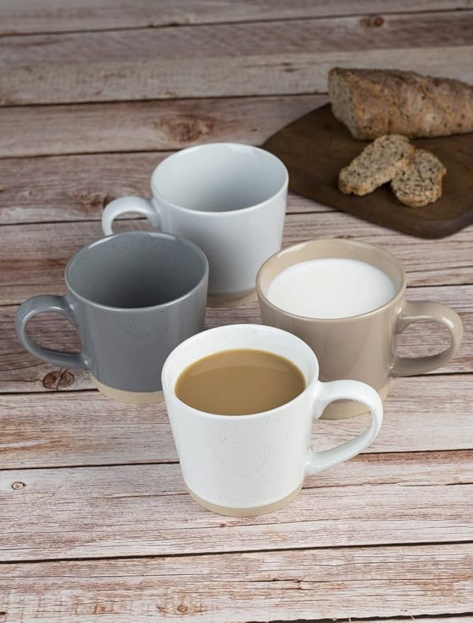 famiware Coffee Mugs for 4, 12 oz Mug Set, Dringking Cup with Handle for Coffee, Tea, Cocoa, Milk, Saturn serise, Multi-color