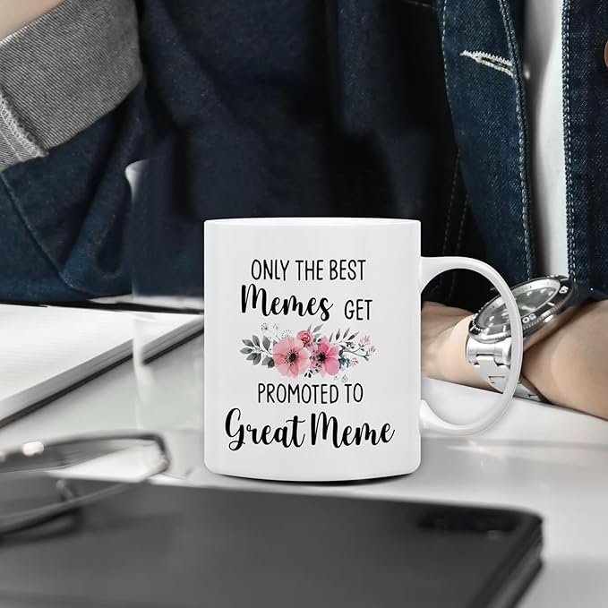 QASHWEY Great Meme Gifts Mug, Great Grandma Gifts, Great Meme to Be Gift Coffee Mug, Pregnancy Announcement Gift for Memes New Great Grandma GreatMeme, Promoted to GreatMeme CoffeeCup Ceramic 11oz