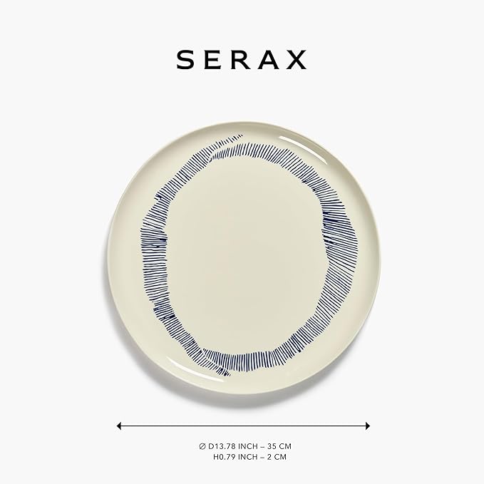 White Blue Serving Plate | Feast tableware by Ottolenghi | Serving Tray Dish Set for 1 | Stoneware Microwave Safe Plates | Farmhouse Kitchen and Dinnerware Sets for Home, Family, Party