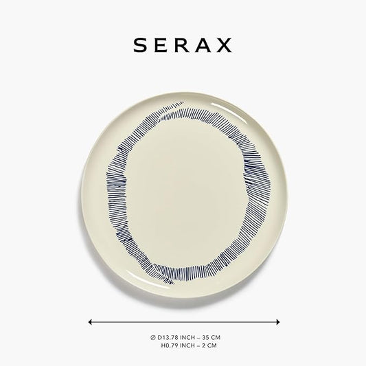 White Blue Serving Plate | Feast tableware by Ottolenghi | Serving Tray Dish Set for 1 | Stoneware Microwave Safe Plates | Farmhouse Kitchen and Dinnerware Sets for Home, Family, Party