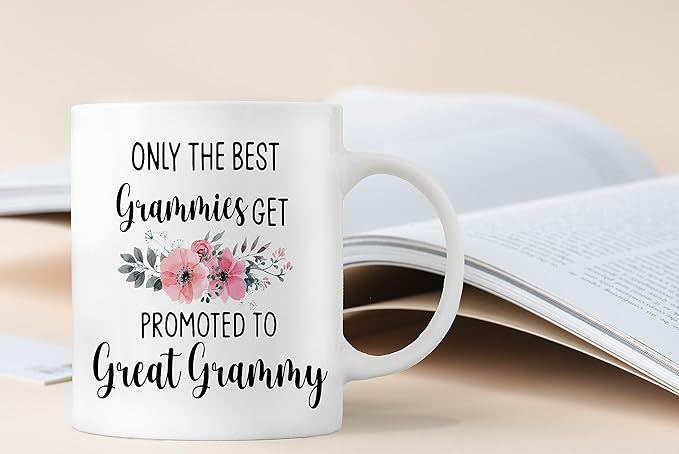 QASHWEY Grammy Coffee Mug, Grammy Gift, Grandma Mug, Grandma Gifts, Grandma Pregnancy Announcement, Tea Cup Gifts for Grandma Grammy, Promoted to Great Grammy Coffee Cups Ceramic 11oz
