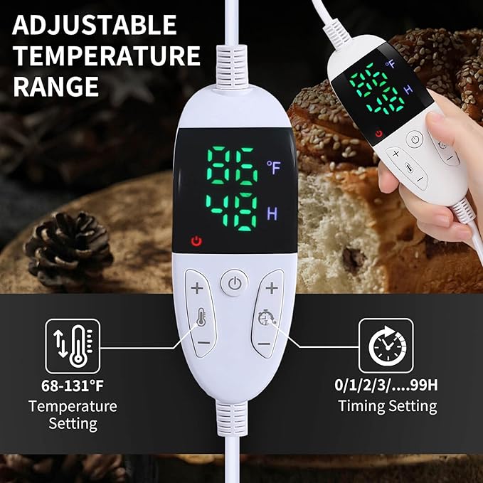 Wwyybfk Bread Proofing Box Foldable Dough Proofer Box with 68-131℉ Temp Control & 99H Timer for Sourdough, Bread Baking, Pizza, Yogurt, Kombucha, Space-Saving & 6-Layer Fabric